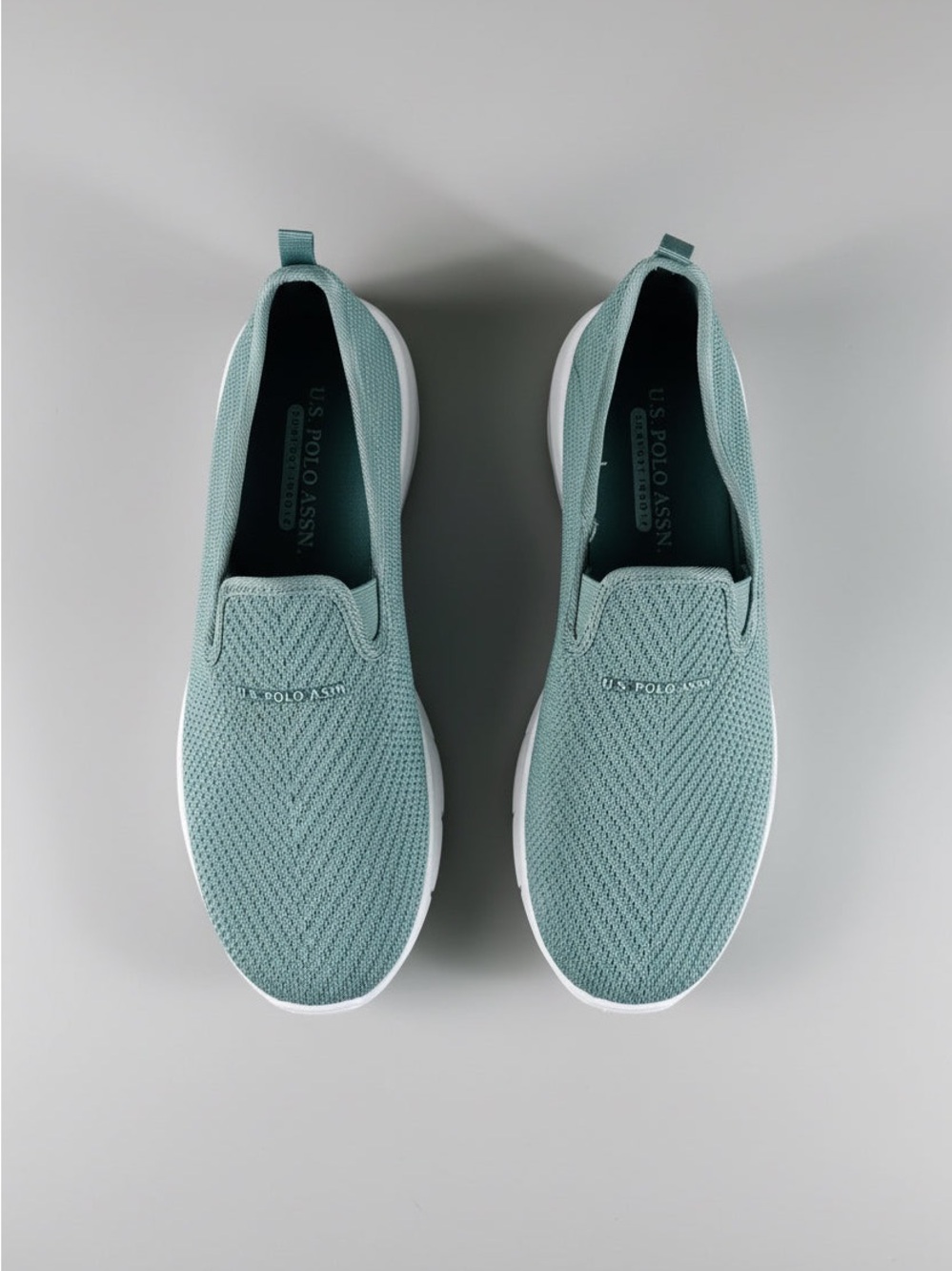 U.S. Polo Assn. Women's Slip-On Knit Sneakers in Mint Green